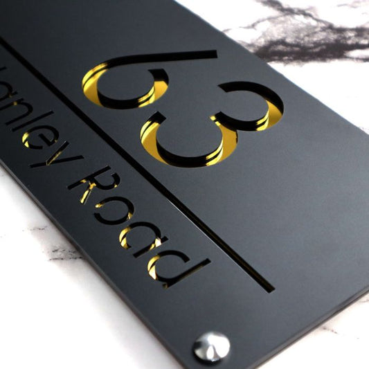Dark Slate Gray Targa nera con numeri civici F5 targa da parete elegante argento , tagliata al laser | 280mm x 140mm 20230913122133_img_1643.jpg