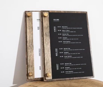 Dark Slate Gray portamenu con bacchetta A4 in legno scuro per fogli, supporto menu inciso, cartella menu ristorante, pannello menu, libro menu, copertina menu personalizzata, copertina menu bevande Screenshot2025-03-27184358.png