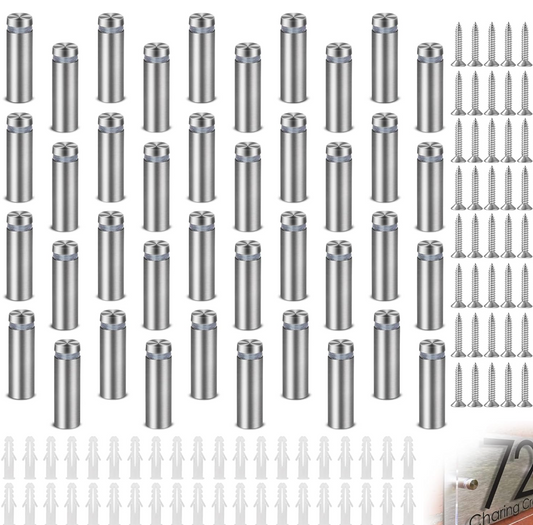 Gray Viti Distanziatrici 4 pezzi x Viti Distanziatori Vetro 12 x 40mm, Distanziali per Viti in Acciaio Inox, Distanziali per Targhe Plexiglass, Standoff Screws per Pubblicitario, Cartelloni, Specchi Screenshot2025-03-28alle16.14.24.png