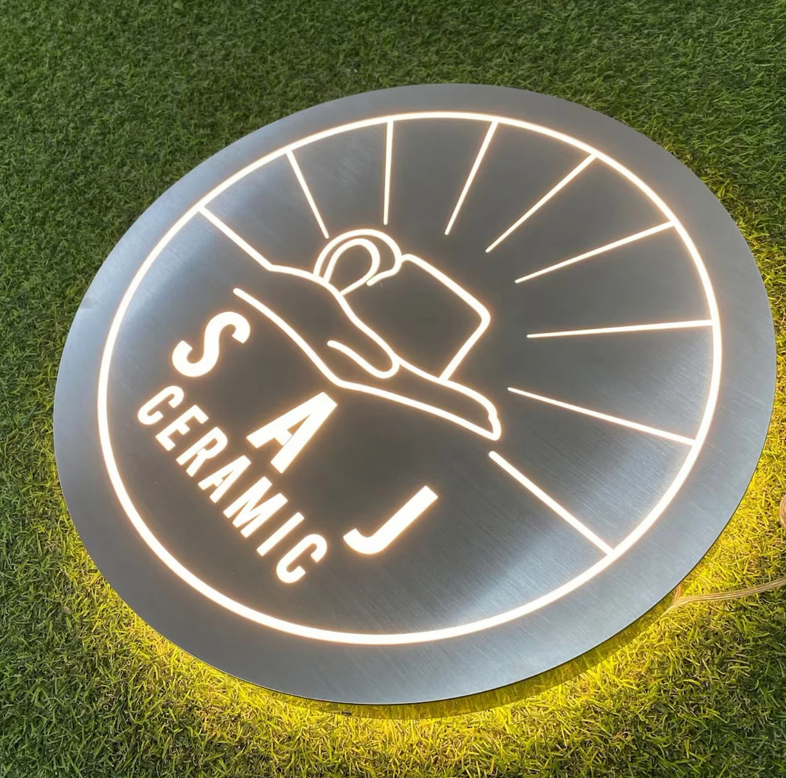 insegna personalizzata con logo aziendale retroilluminato a LED 3D, targa luminosa a LED in metallo per decorazioni e design aziendali e per uffici domestici, decorazioni murali illuminate