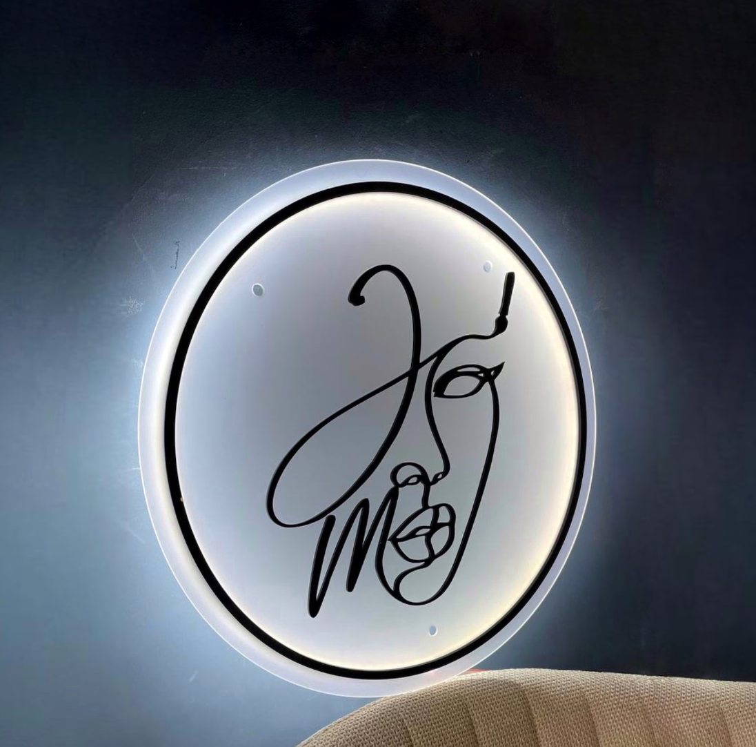 Insegna aziendale con led, insegna con logo personalizzato in acrilico, logo LED 3D, segnaletica per negozi a parete, insegne al neon per l'arredamento dell'ufficio, insegna del salone di bellezza