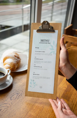 Gray portamenu misura A4 14,8x21 cm,  in legno per fogli beverage e food con pinza, supporto menu inciso, cartella menu ristorante, pannello menu, libro menu, copertina menu personalizzata, copertina menu bevande Screenshot_2025-03-31_151345.png