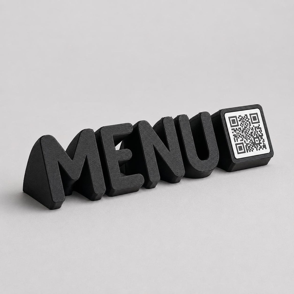 Scritta menu 3d qr code Linea TYPOGRAFY giallo Personalizzato per Ristorante e Bar Segnatavolo Menu Digitale Display QR 3d