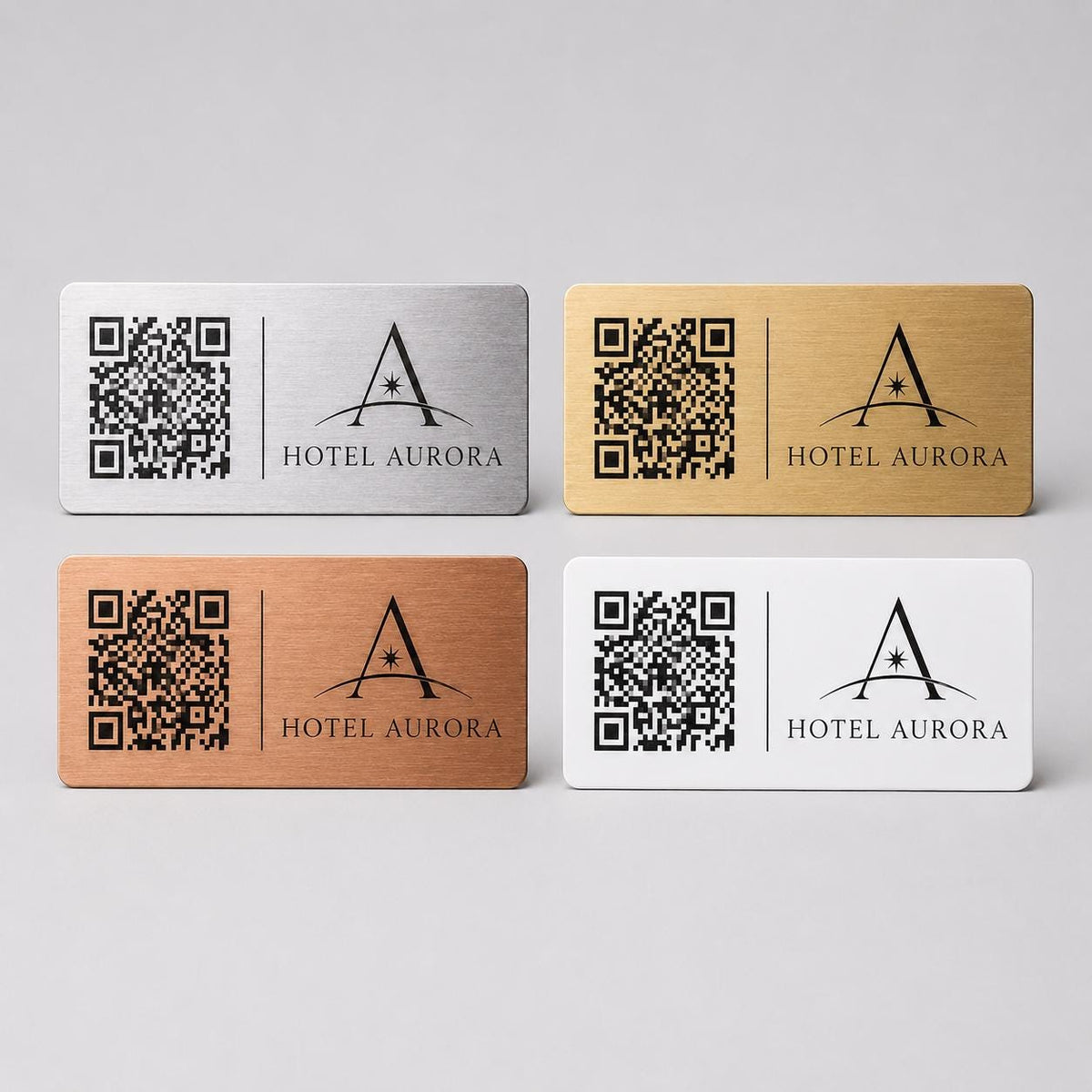 QR Code etichetta con logo in abs colore rame acciaio ottone bianco Personalizzato | Segnaposto Ristorante Elegante | Menu Digitale Menu qr