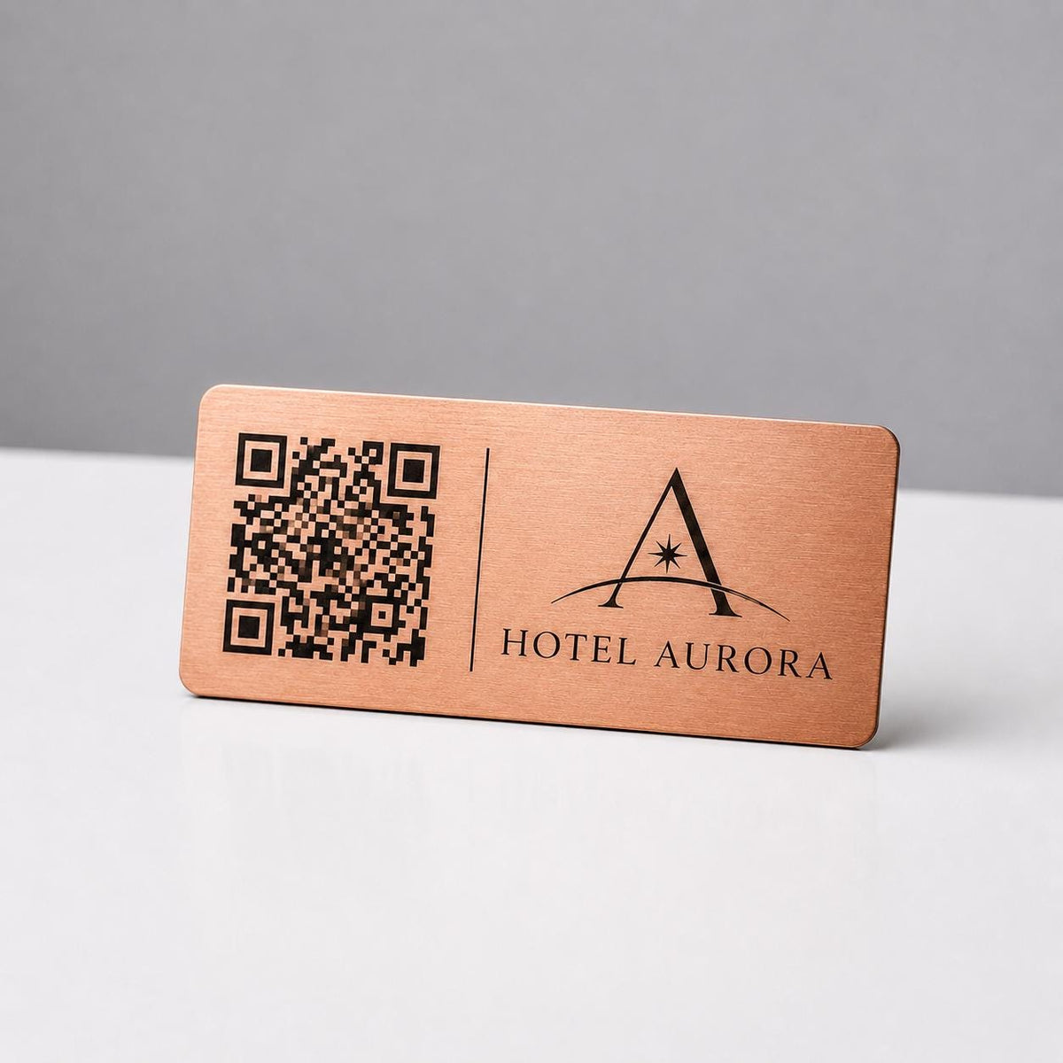 QR Code etichetta con logo in abs effetto acciaio Personalizzato | Segnaposto Ristorante Elegante | Menu Digitale Menu qr