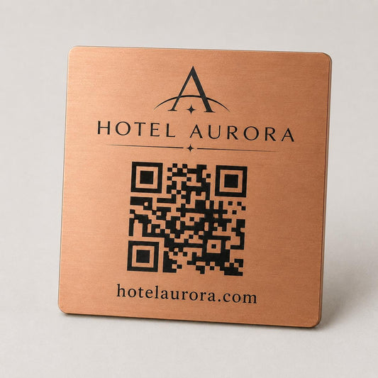 QR Code etichetta con logo in abs colore bianco Personalizzato | Segnaposto Ristorante Elegante | Menu Digitale Menu qr