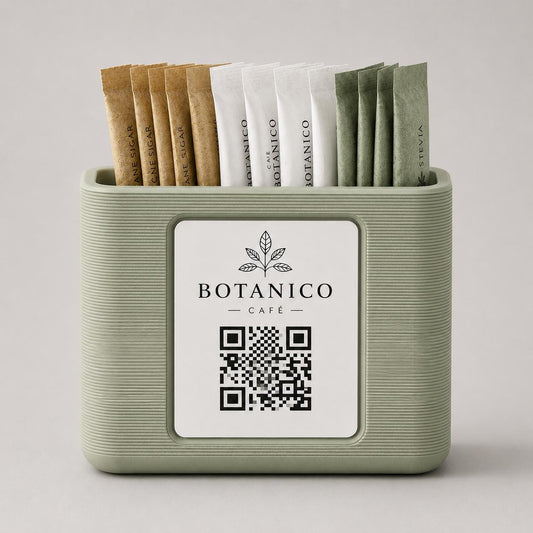 Dettaglio 2 del portabustine da tavolo con QR Code personalizzato