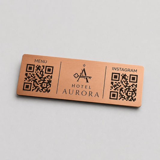 QR Code rettangolare in abs effetto acciaio Personalizzato | Segnaposto Ristorante Elegante | Menu Digitale Menu qr