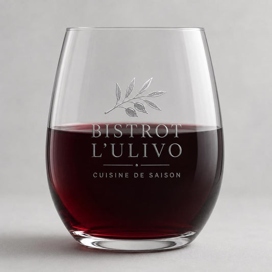 Set 12 Bicchieri Bassi Personalizzati Incisione Logo, Tumbler Mini 22,5 cl per Osteria Ristorante Bar, Bicchieri dVino e Acqua Incisi Laser