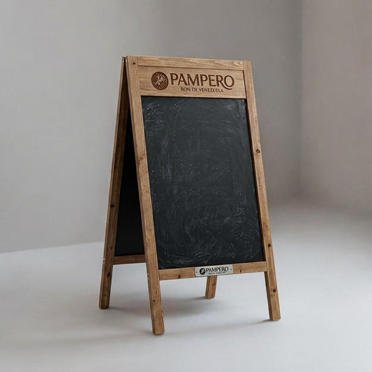 Lavagna a Cavalletto Bifacciale in Legno di Pioppo Mordenzato Noce - Insegna Pubblicitaria Artigianale per Ristorante, Bar e Caffetteria