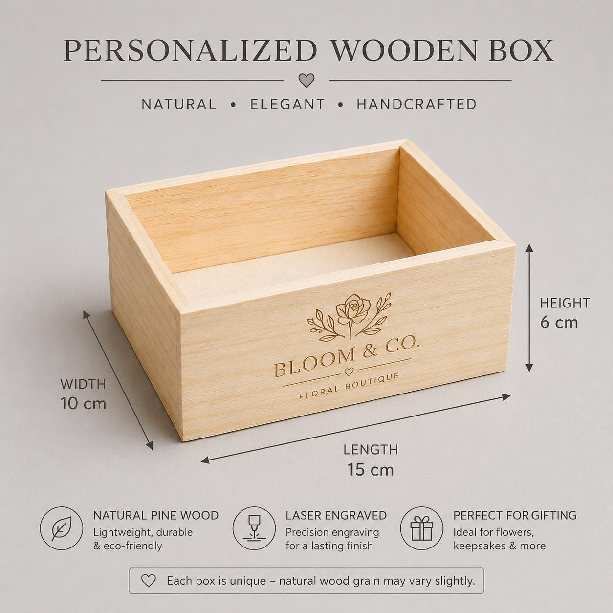 Scatole Portaoggetti Legno Grezzo, 4 Pezzi Piccole legno, 15 x 10 x 6 cm Scatole Di Legno Senza Coperchio Organizer, Artigianato