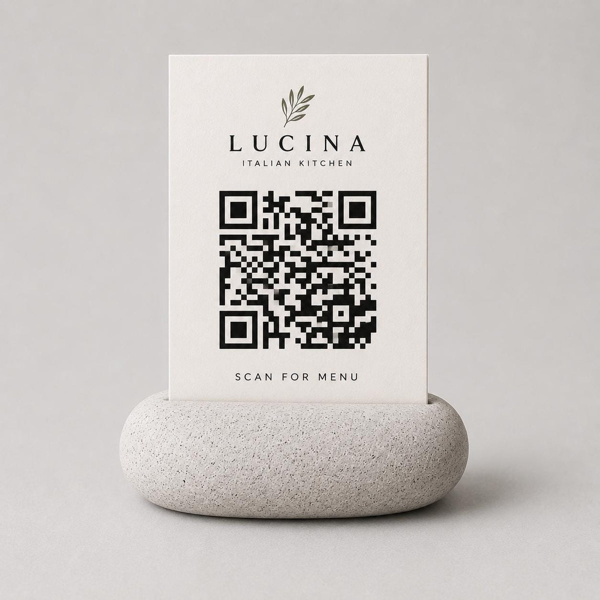 Portamenu Design Sasso in Stampa 3D, Segnatavolo Organico PLA Effetto Pietra, Espositore Menu Minimalista per Ristorante Bistro Caffetteria