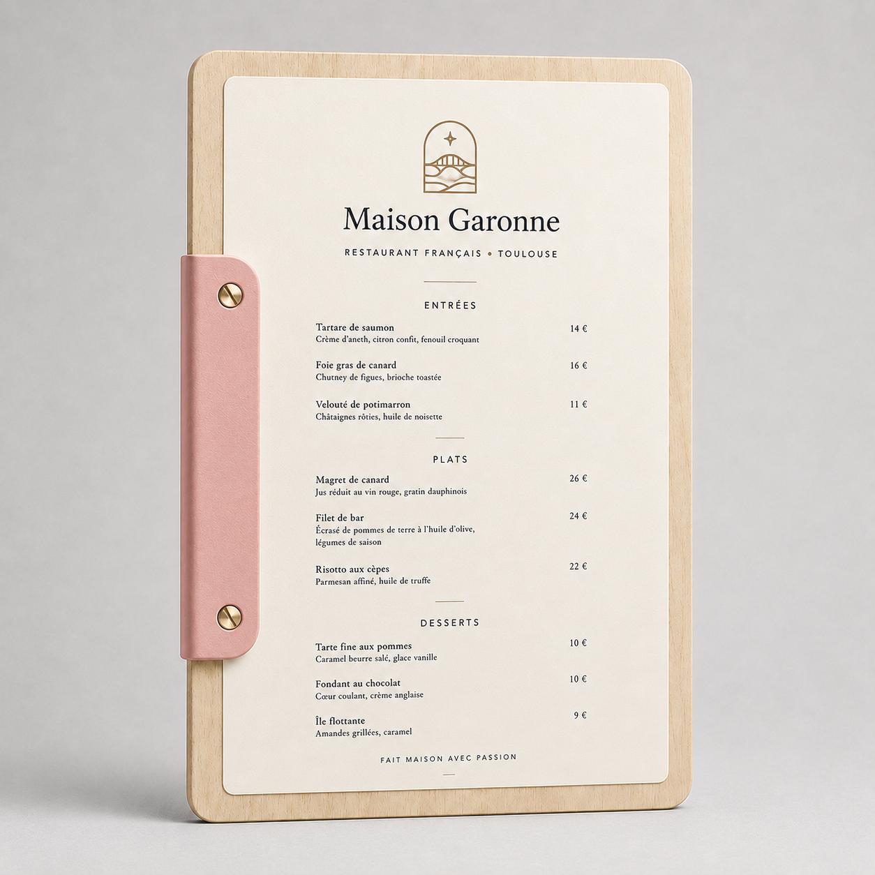 Portamenu a bacchetta moderno Formato A4 Tavoletta per Ristorante Pizzeria e Trattoria, Personalizzato Incisione Logo