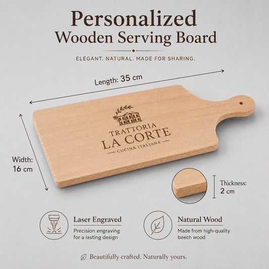 Tagliere in faggio con manico personalizzato 35 × 16 cm – vista 2