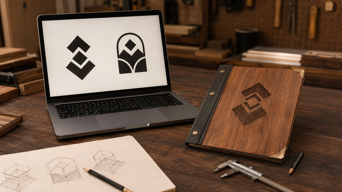 Preparazione di un logo grafico per l’incisione laser su un portamenu in legno