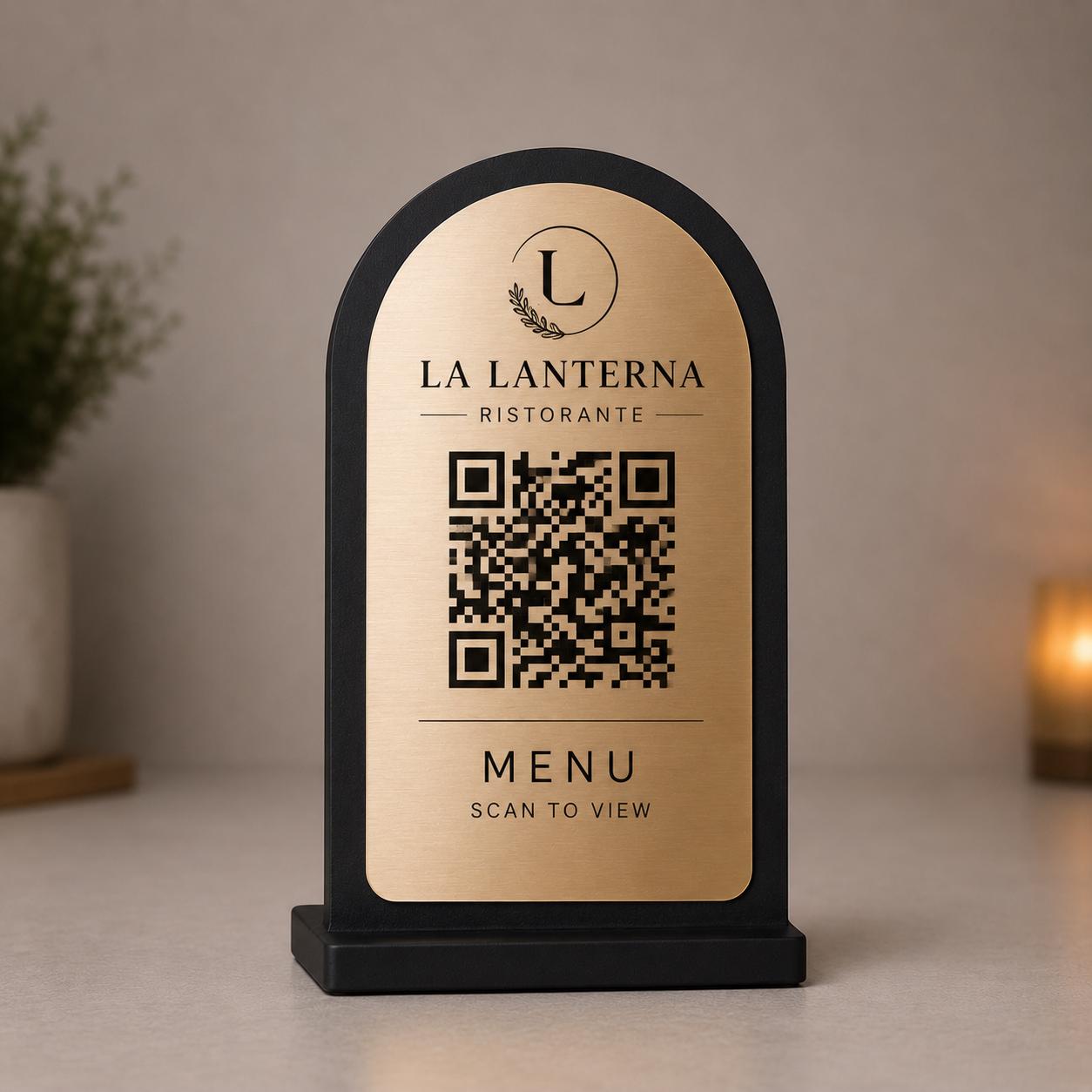 Supporto QR Code ad arco personalizzato per ristoranti