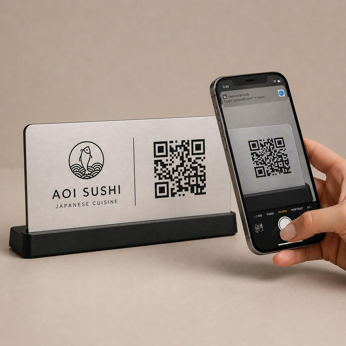 QR Code da tavolo acciaio oro abs Personalizzato in Plexiglass Oro e Nero | Segnaposto Ristorante Elegante | Menu Digitale per Tavolo Menu