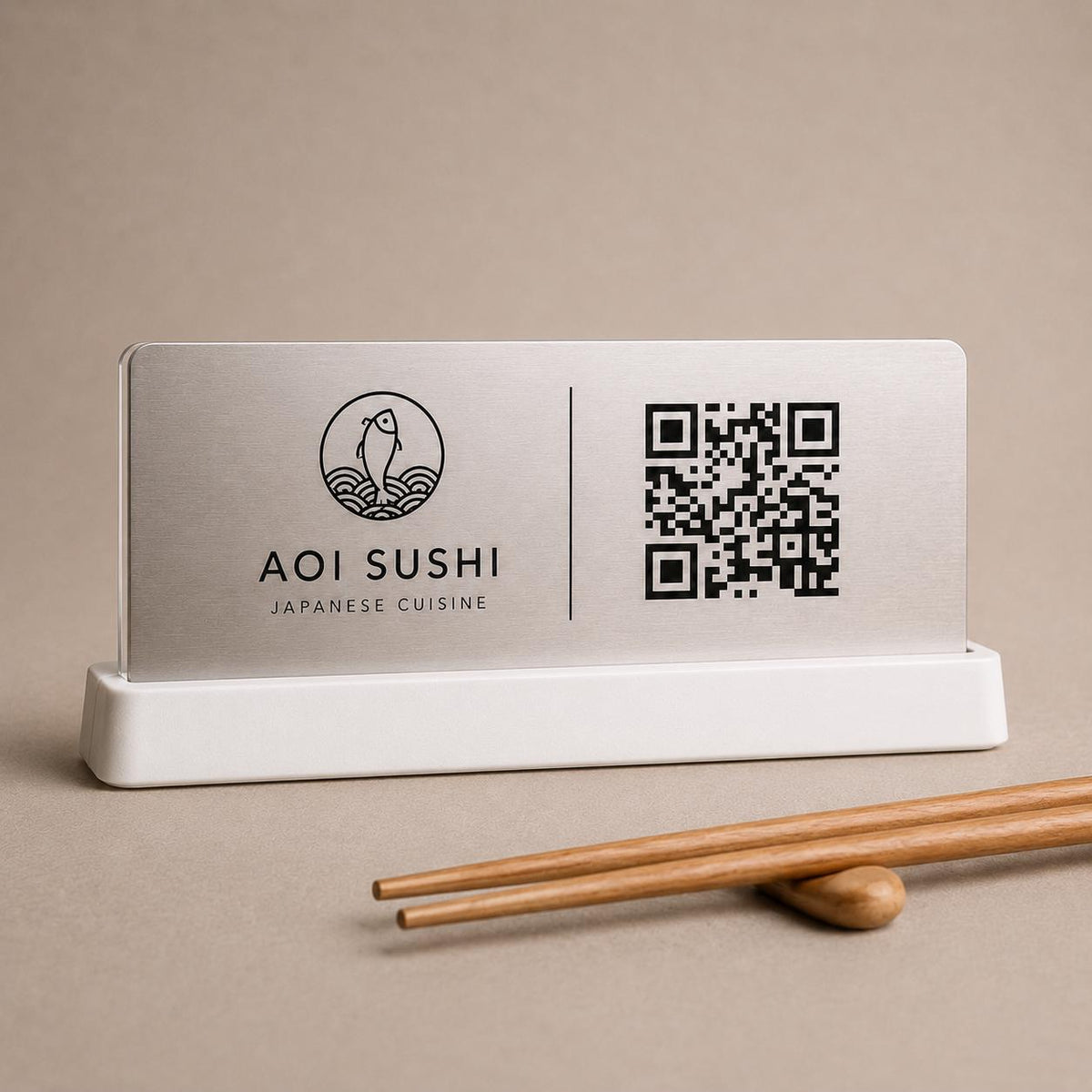 QR Code da tavolo ottone oro abs Personalizzato in Plexiglass Oro e Nero | Segnaposto Ristorante Elegante | Menu Digitale per Tavolo Menu