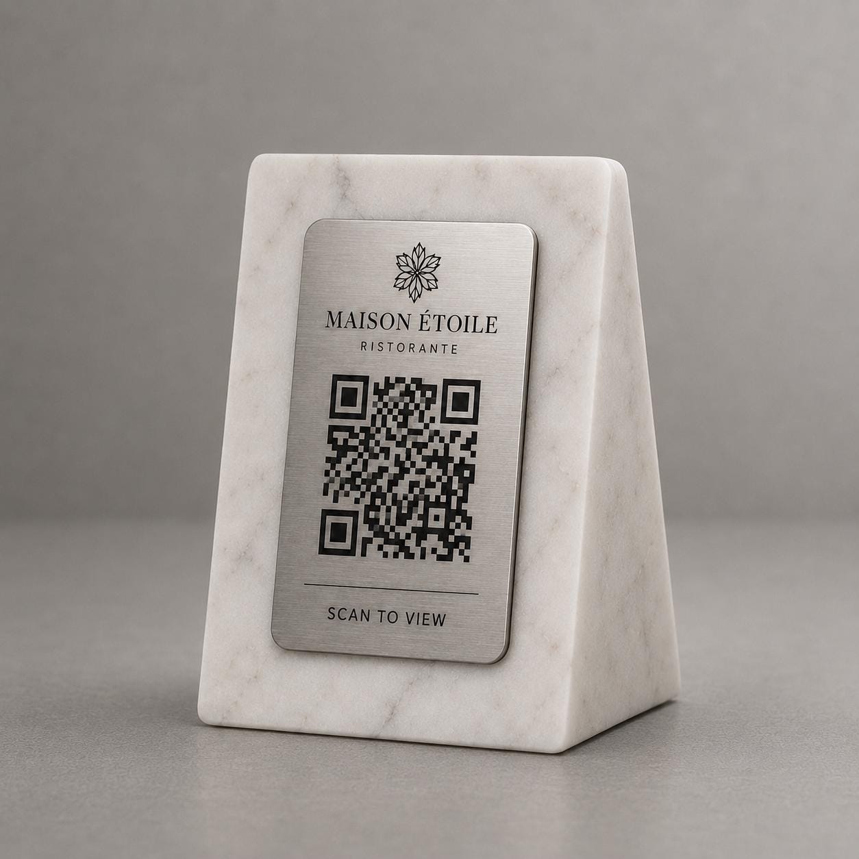 QR Code in pla effetto marmo e ottone Personalizzato | Segnaposto Ristorante Elegante | Menu Digitale Menu Cavaliere qr