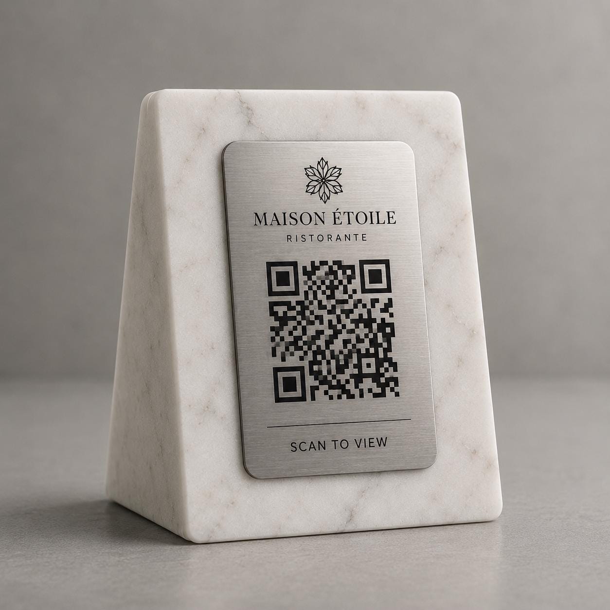 QR Code in pla effetto marmo Personalizzato | Segnaposto Ristorante Elegante | Menu Digitale Menu Cavaliere qr