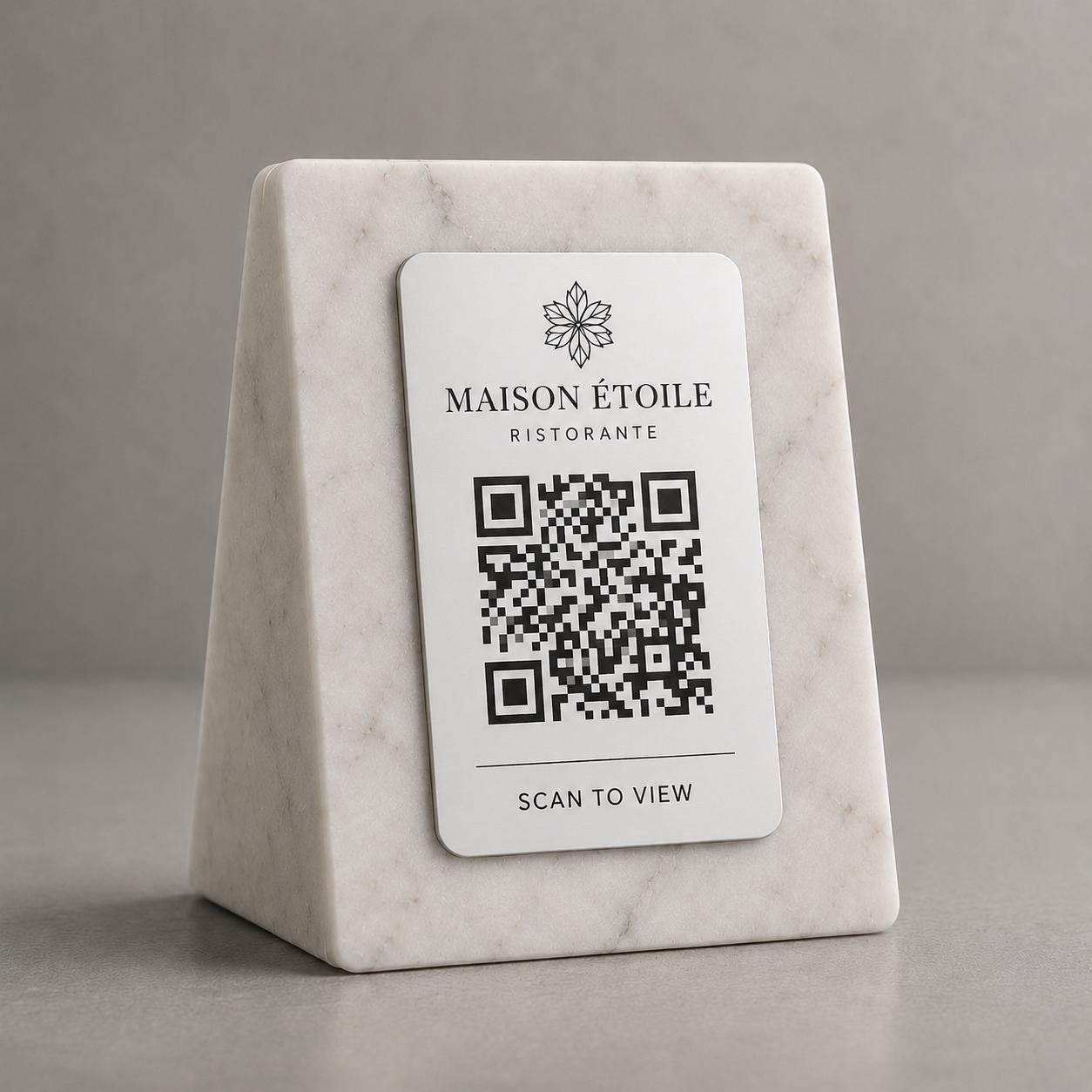 QR Code in pla effetto marmo e ottone Personalizzato | Segnaposto Ristorante Elegante | Menu Digitale Menu Cavaliere qr