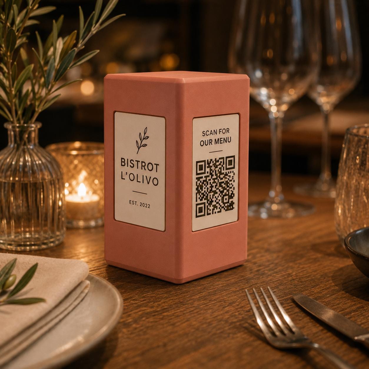 Totem QR Code linea POP bianco Personalizzato per Ristorante e Bar Segnatavolo Menu Digitale Display QR 3d