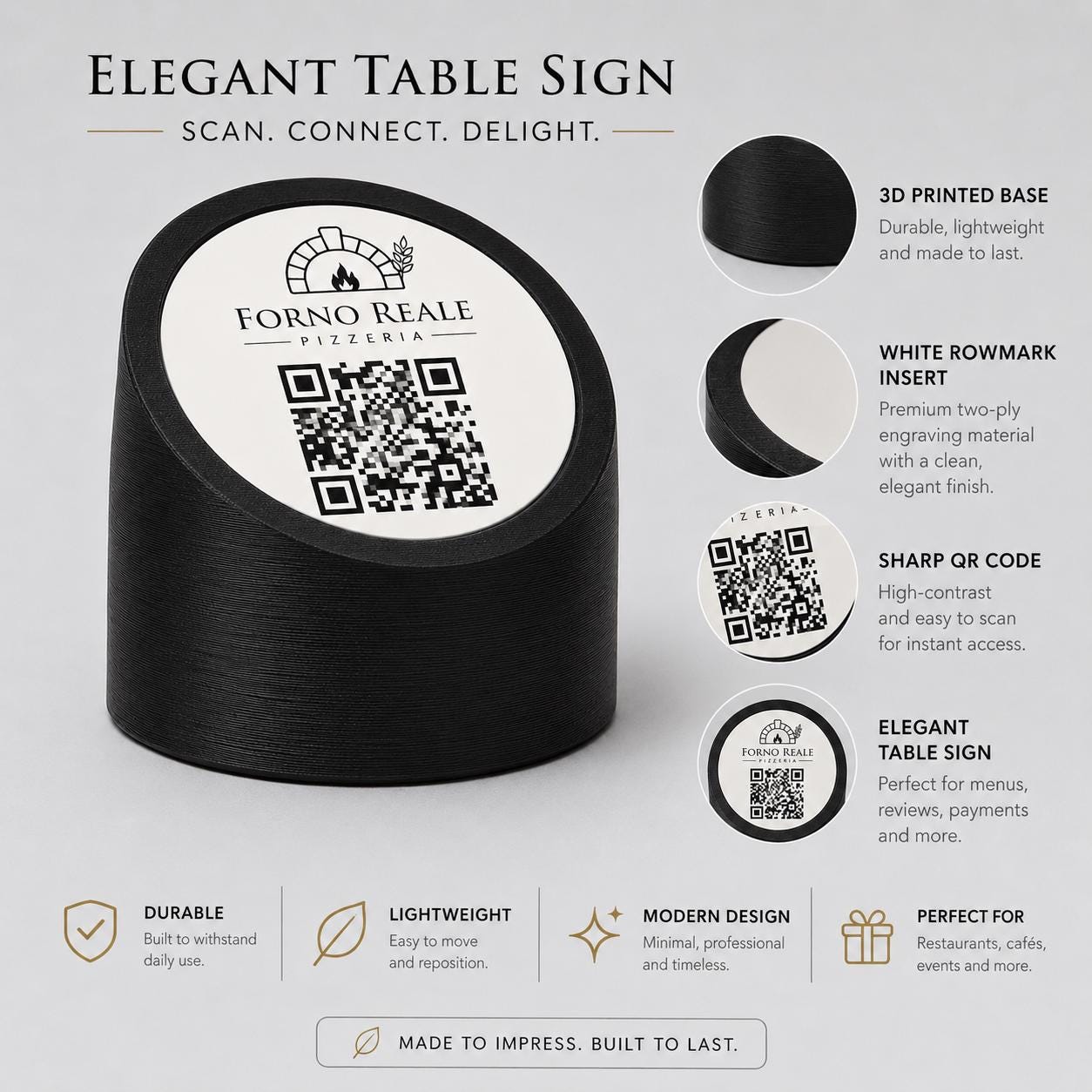 menu 3d qr code Linea MONO giallo Personalizzato per Ristorante e Bar Segnatavolo Menu Digitale Display QR 3d