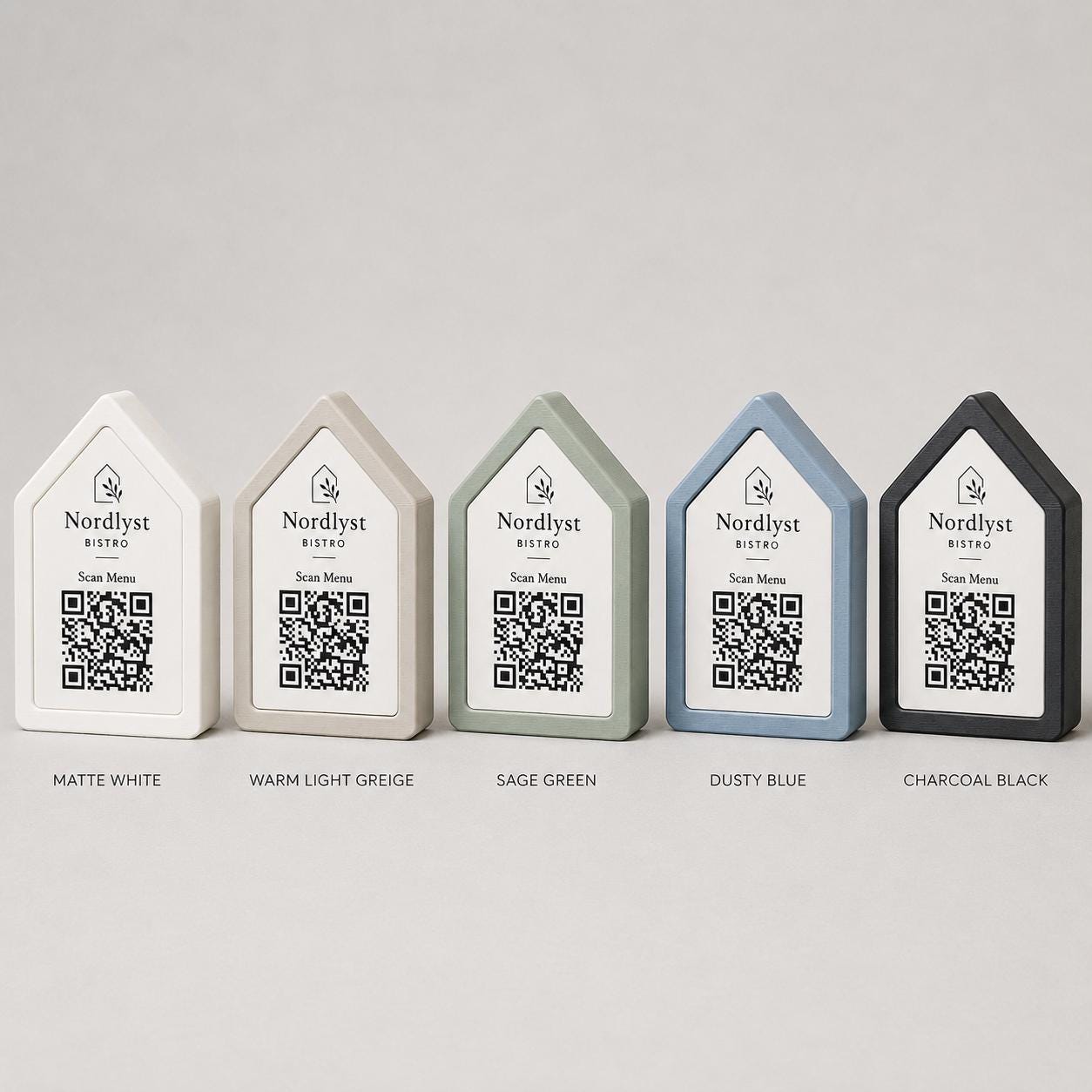 Qr code Linea stile NORDIC scandinavo minimal giallo Espositore Menu QR Code in Stampa 3D e Lastra in legno di pioppo Incisa al Laser
