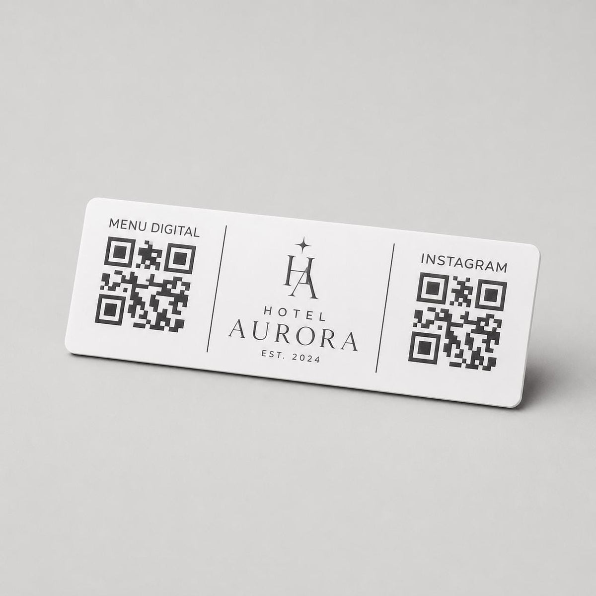 QR Code rettangolare in abs effetto acciaio Personalizzato | Segnaposto Ristorante Elegante | Menu Digitale Menu qr