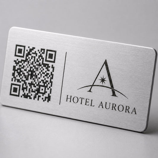 QR Code etichetta con logo in abs effetto oro Personalizzato | Segnaposto Ristorante Elegante | Menu Digitale Menu qr