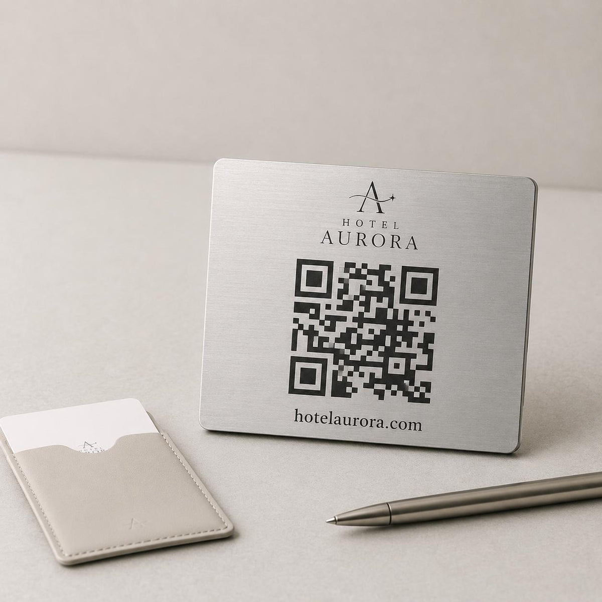 QR Code etichetta con logo in abs colore bianco Personalizzato | Segnaposto Ristorante Elegante | Menu Digitale Menu qr