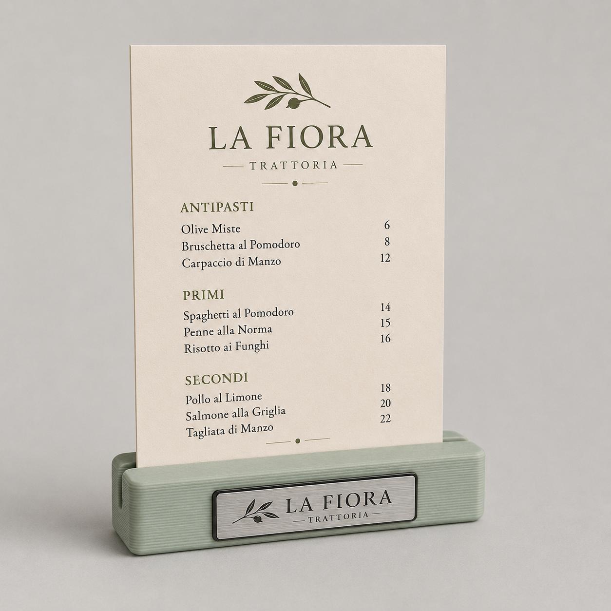 Base in plastica menu fai da te Porta Menu e Segnatavolo Personalizzato in Stampa 3D per menu in cartoncino formato A5