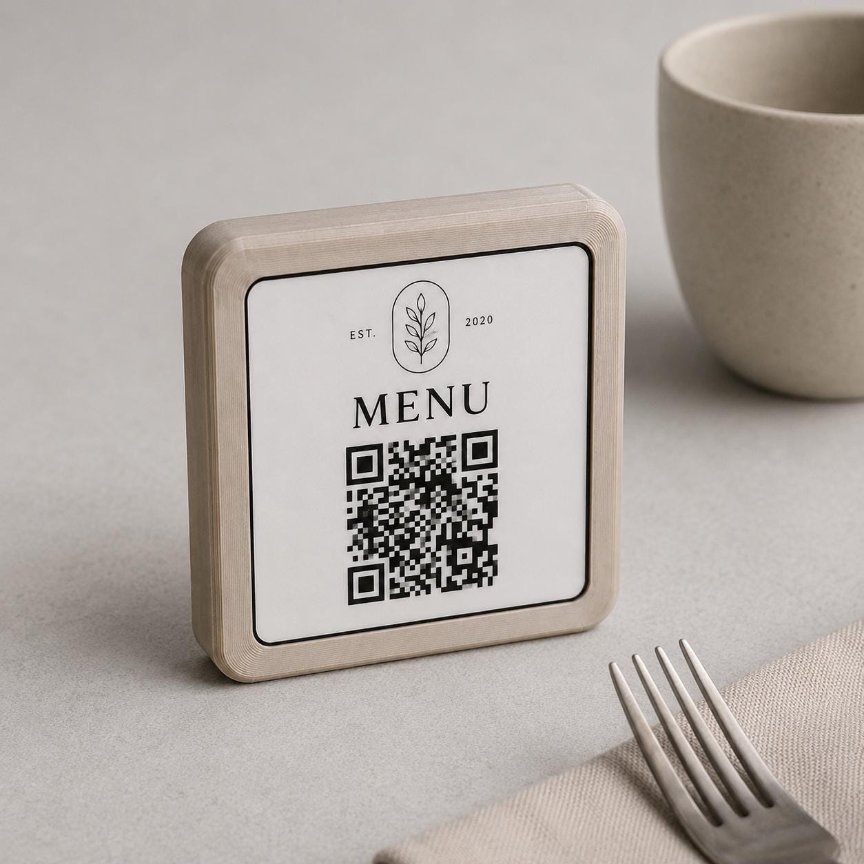 Basetta quadrata 7x7x1,5cm beige in plastica menu fai da te Porta Menu e Segnatavolo Personalizzato in Stampa 3D per menu contactless