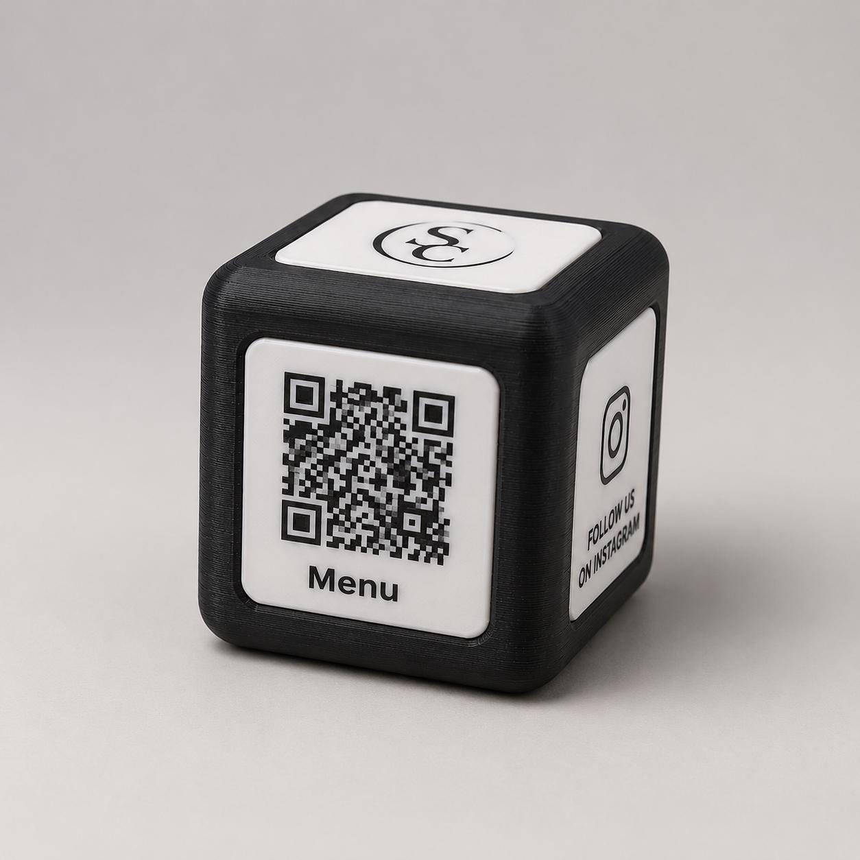 Cubetto nero Espositore QR Code Personalizzato | Menu Digitale, Social Media, Wi-Fi | Stampa 3D e Incisione Laser | Per Ristoranti, Bar