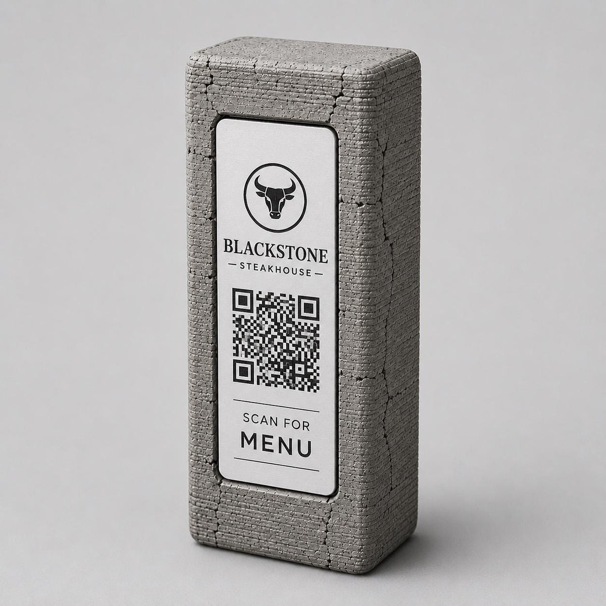 Totem stand qr cemento e rame Espositore QR Code Personalizzato | Effetto cemento Menu Digitale, Social Media| Stampa 3D e Incisione