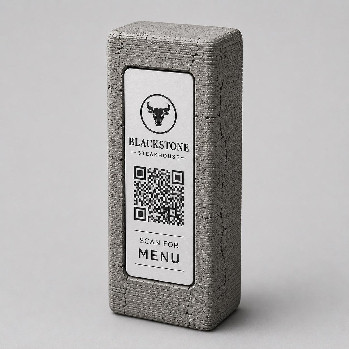 Totem stand qr cemento e oro Espositore QR Code Personalizzato | Effetto cemento Menu Digitale, Social Media| Stampa 3D e Incisione