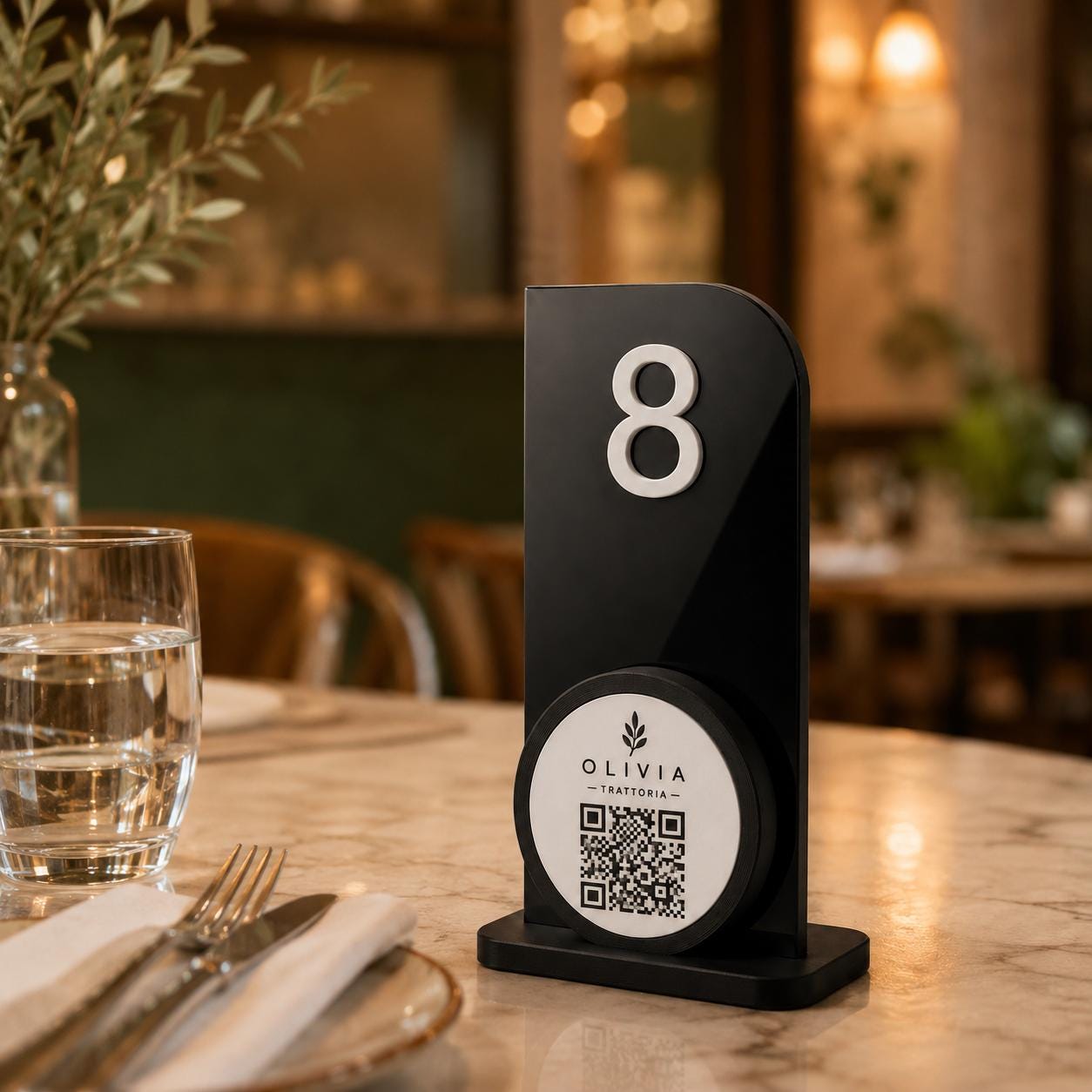 Portanumero da Tavolo verde QR Code, Segnatavolo Personalizzato per Ristoranti e Trattorie, Stampa 3D Minimalista, Porta Menu Digitale