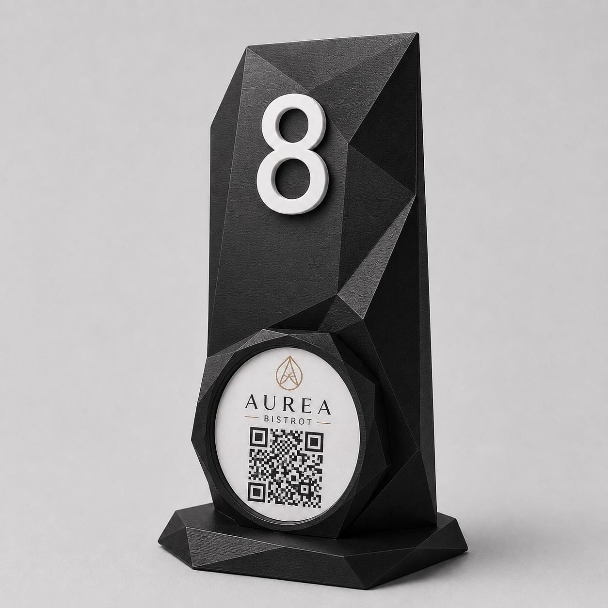 Porta QR Code da Tavolo Personalizzato | Numero Tavolo 3D Low Poly | Supporto Menu Digitale per Ristorante, Bar, Hotel e Cocktail Bar