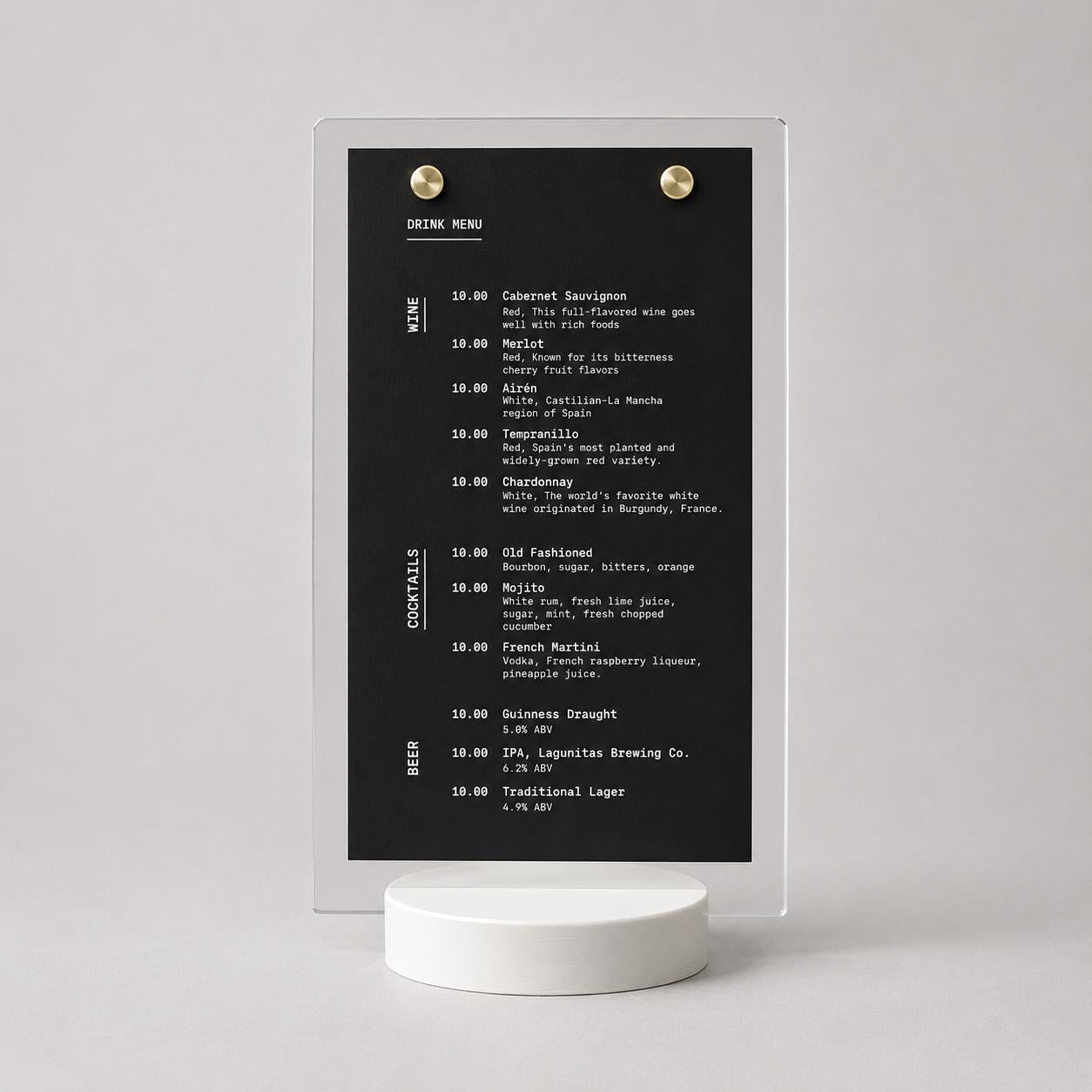 Portamenu A5 in plexiglas con base 3D circolare – immagine 6