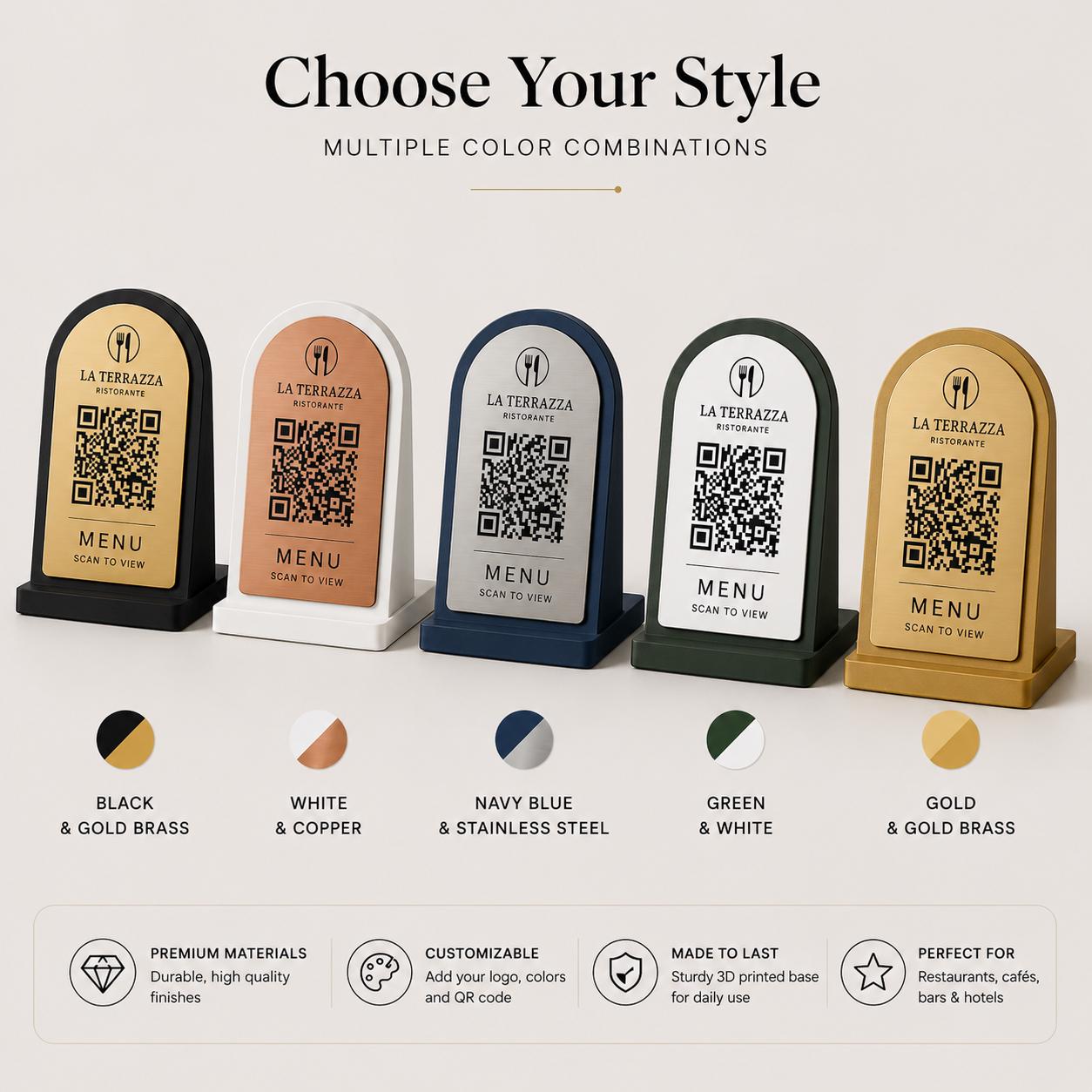 Supporto QR Code ad arco personalizzato per ristoranti – dettaglio 10