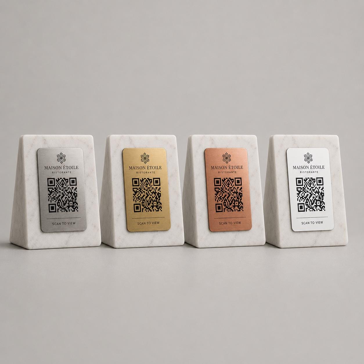 QR Code in pla effetto marmo e ottone Personalizzato | Segnaposto Ristorante Elegante | Menu Digitale Menu Cavaliere qr