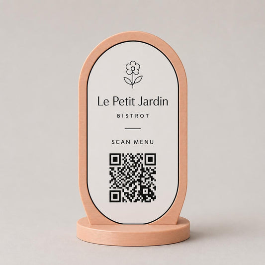 Porta Menu QR Code linea POP Bistrò Arancio Pesca Personalizzato per Ristorante e Bar Segnatavolo Menu Digitale Display QR 3d