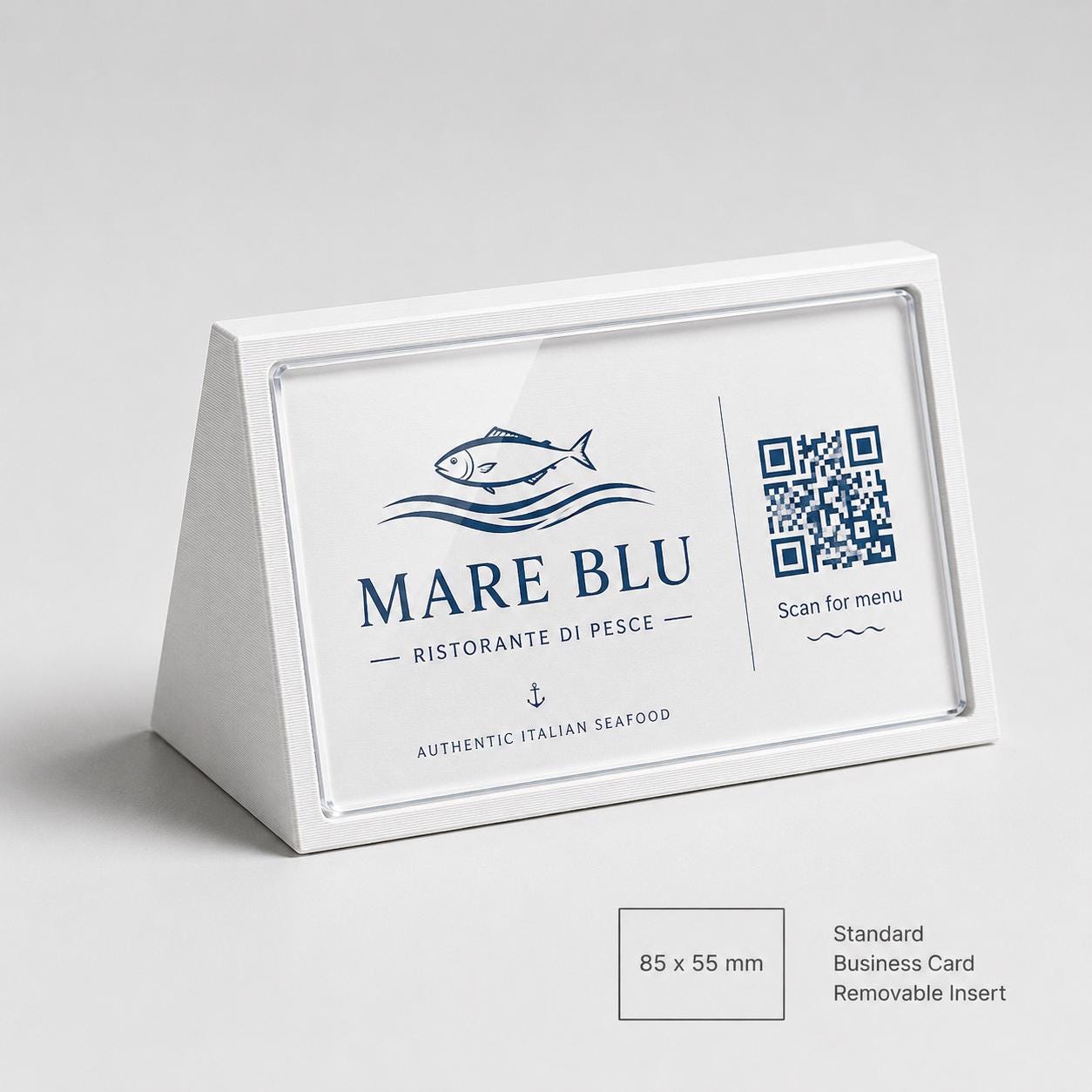 Porta QR Code da Tavolo per Ristoranti | Supporto Biglietto da Visita Personalizzabile | Espositore Menu QR in Stampa 3D con Plexiglass