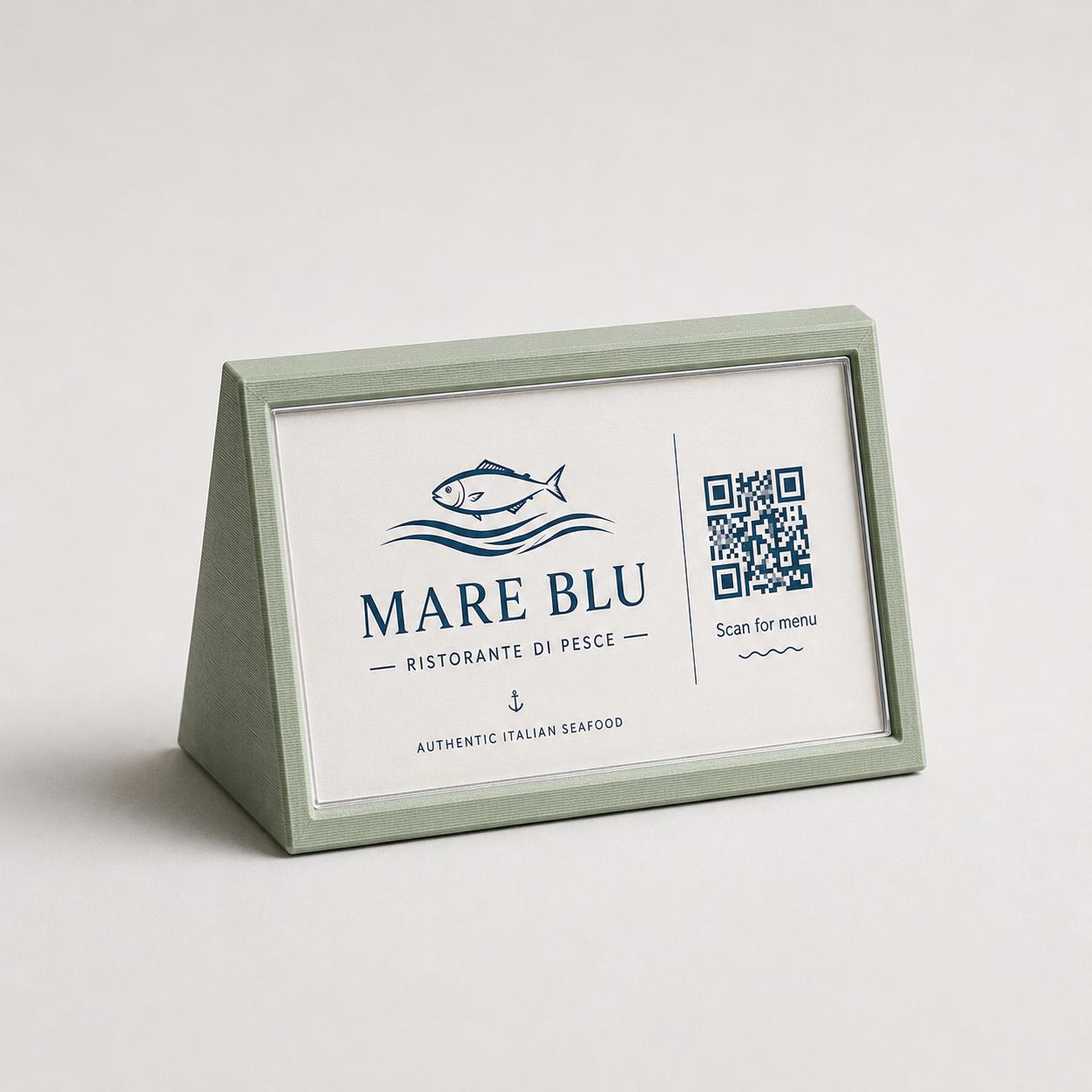 Porta QR Code da Tavolo per Ristoranti | Supporto Biglietto da Visita Personalizzabile | Espositore Menu QR in Stampa 3D con Plexiglass