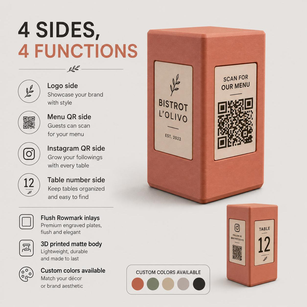 Totem QR Code linea POP rosa Personalizzato per Ristorante e Bar Segnatavolo Menu Digitale Display QR 3d