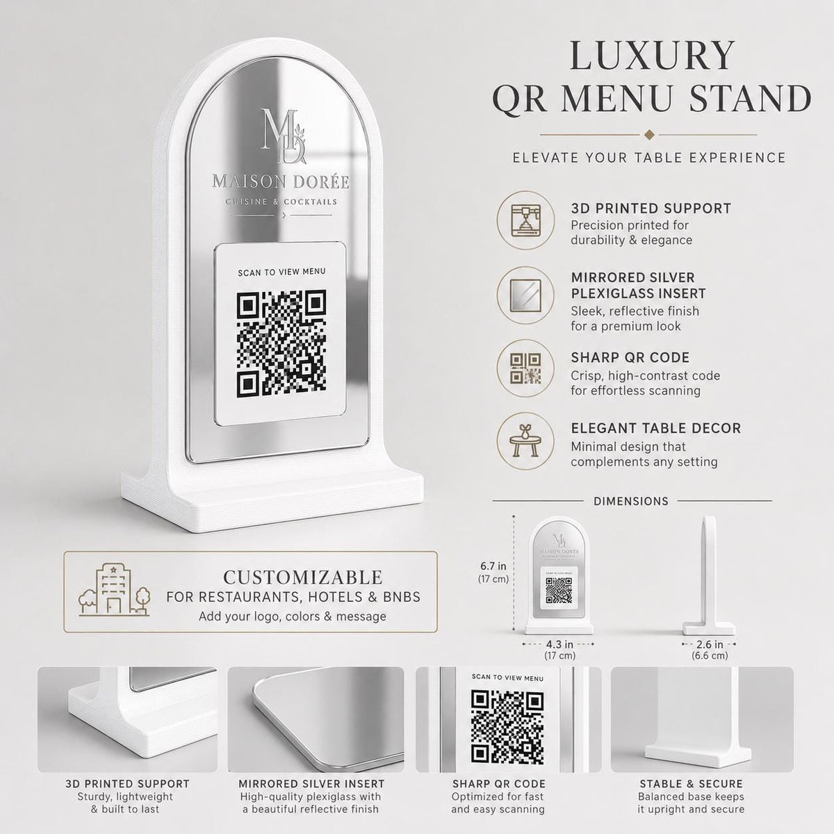 Stand qr code menu 3d qr code Linea PLEXY luxury verde salvia Personalizzato per Ristorante e Bar Segnatavolo Menu Digitale Display QR 3d