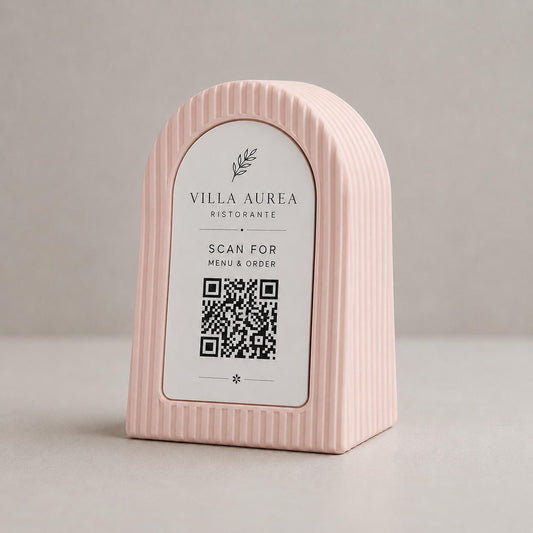 Qr code Linea japandi boho Espositore Menu QR Code in Stampa 3D e Lastra Incisa al Laser – Linea Japandi Minimal