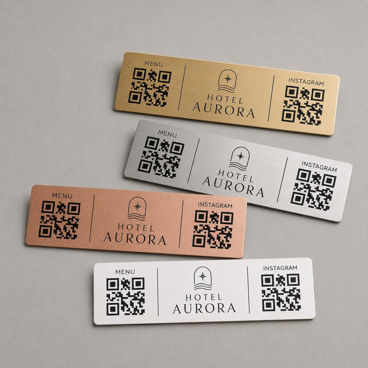 QR Code rettangolare in abs effetto acciaio Personalizzato | Segnaposto Ristorante Elegante | Menu Digitale Menu qr