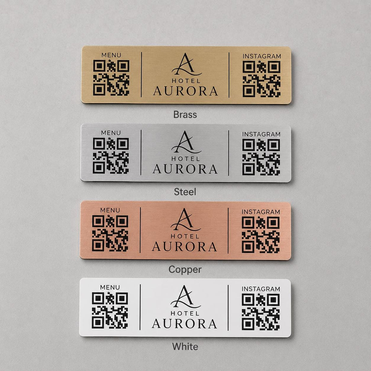 QR Code rettangolare in abs effetto acciaio Personalizzato | Segnaposto Ristorante Elegante | Menu Digitale Menu qr
