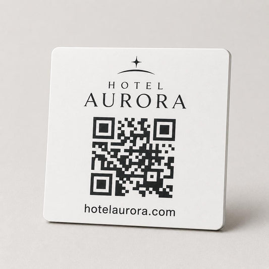 QR Code etichetta con logo in abs colore bianco Personalizzato | Segnaposto Ristorante Elegante | Menu Digitale Menu qr